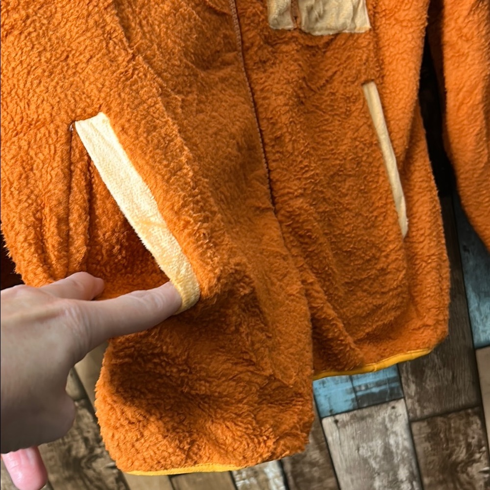 Orange Fleece fuzzy zip Jacket with Pockets - Picture 9 of 16